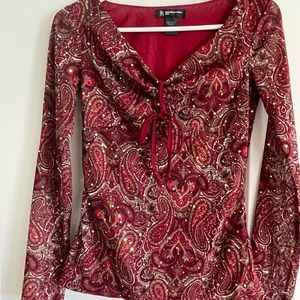 INC paisley sequin blouse NWOT